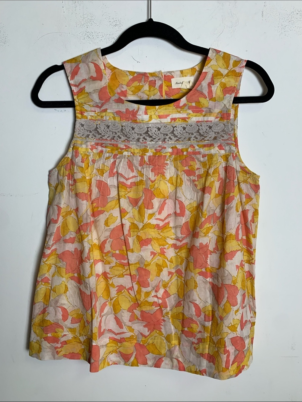 Meadow Rue Coral & Yellow Floral Tank Top